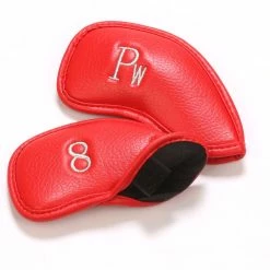 HNM Golf Volf Golf Red Synthetic Leather Iron Covers Set -GOLF CLUB COVERS Sales VolfGolfHeadcover RedLeatherIrons3
