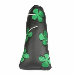 HNM Golf Volf Golf Black Synthetic Leather Shamrock Putter Cover -GOLF CLUB COVERS Sales VolfGolfHeadcovers BlackShamrockBladePutter2