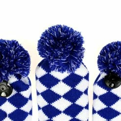 HNM Golf Volf Golf Knit Blue White Diamond Headcover Set -GOLF CLUB COVERS Sales VolfGolfHeadcovers KnitBlueSet4