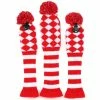HNM Golf Volf Golf Knit Red White Diamond Headcover Set -GOLF CLUB COVERS Sales VolfGolfHeadcovers KnitRedSet0