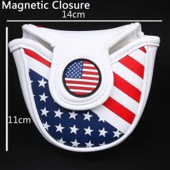 HNM Golf Volf Golf Red White Blue Synthetic Leather USA Mallet Putter Cover -GOLF CLUB COVERS Sales VolfGolfHeadcovers USAMalletPutter1