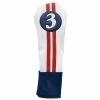 Hireko Sahara Retro Vintage #3 Fairway Wood Headcovers -GOLF CLUB COVERS Sales fw 3 hc red white blue